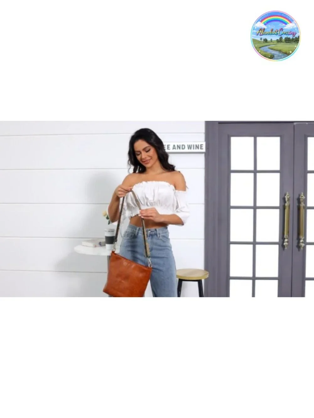 Vegan Leather Crossbody Hobo Bag with Guitar Strap Zipper Closure